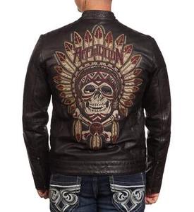Affliction Men's Leather Jacket Renegade Riders - Picture 1 of 4