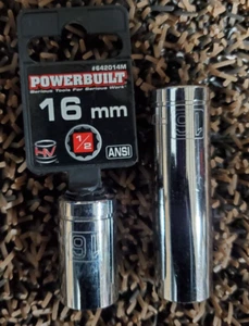 Powerbuilt 16mm 1/2" 6 Point Deep & 12 Point Shallow Chrome Sockets #642014M - Picture 1 of 1