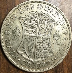 1930 UK GB GREAT BRITAIN SILVER HALF CROWN COIN - Keydate - - Picture 1 of 2