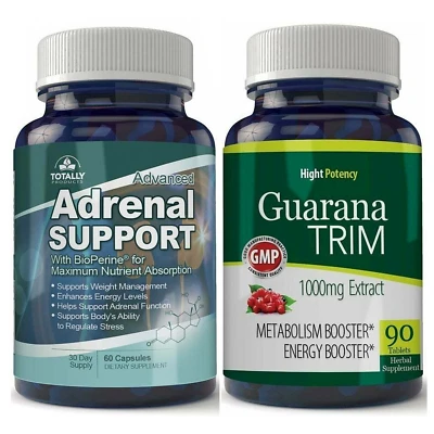 Adrenal Support Weight Loss Pills Guarana Extract Metabolism Booster Supplement Foto 1 de 4