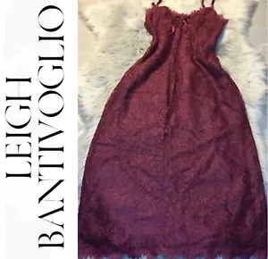 Designer Leigh Bantivoglio Burgundy Red Lace Slip Dress Size XS - Picture 1 of 13