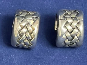 100% Authentic Scott Kay Stering Silver Braid Trick Hoop Earrings , 24.3 grams - Picture 1 of 5