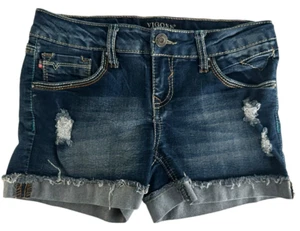 Vigoss Stretch Jean The Jagger Shorts Girl's Size 12 Distressed Blue - Picture 1 of 4