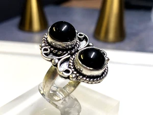Vintage Sterling Silver 925 Ring Black Onyx 8.02g Size P1/2 - Picture 1 of 9
