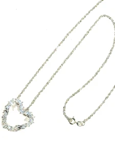 Charles Winston massive 925 Sterling Silber Herz Halskette Zirkonia Akzente - Bild 1 von 9