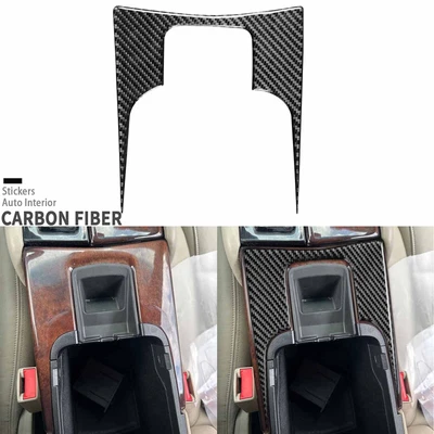 Cubierta de panel de almacenamiento de reposabrazos central de fibra de carbono real para Cadillac XTS 2013-2019 Foto 1 de 4