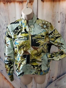 Womans Chico's size 0(10 ) Patchwork Jacket Pockets Blue, Green Nothing Matches - Picture 1 of 8