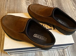 Lands End Womens Brown Cognac Suede Slip on Casual Comfort Shoes Size 8B W/Box - Picture 1 of 7