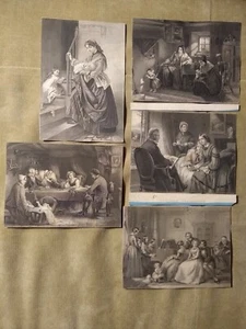 Antike viktorianische Illman Bros. C. Gravur 5 Drucke um 1864 - 1879 Familienleben - Bild 1 von 11