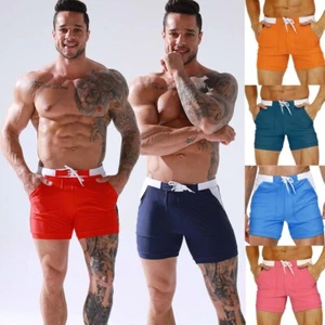 Herren Bademode Badeanzüge Massiv Basic Kordelzug Boxerhose Board Strandshorts - Bild 1 von 29
