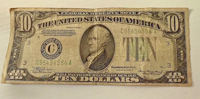 1934, Series A, 10 dollar bill - Image 1 of 2