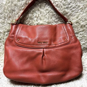 Borsa a mano Miu Miu tote bag pelle arancione chiusura girevole hardware oro F/S usata 4187 - Foto 1 di 18