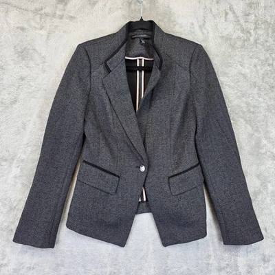 Blazer Casa Blanca Mercado Negro Mujer 2 Espiga Ajustado Traje Chaqueta Oficina Foto 1 de 4