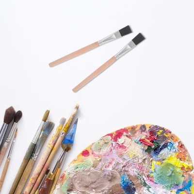  Lot de 30 petits pinceaux plats pour aquarelle, bois, huile, gouache, pour - Photo 1/4