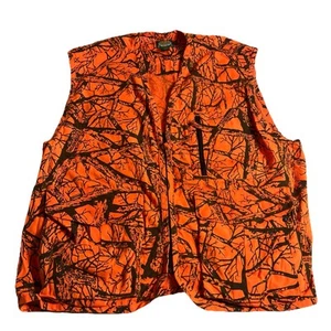 Vintage Cabelas Mens Vest Seclusion Blaze Orange Camo Hunting Zip Size XL - Picture 1 of 11