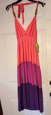 DREAM OUT LOUD JUNIOR WOMAN SMALL ( S ) HALTER MAXI SUNDRESS PINK/PURPLE  NWT - Image 1 of 2
