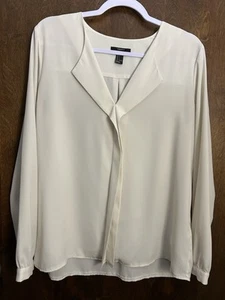 Forever 21 Button Up Folded Collar Long Sleeve Blouse White Size Large - Picture 1 of 7