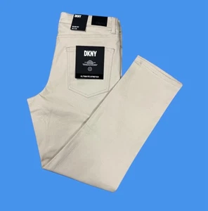 Pantalones DKNY Para Hombres Talla 33x30 Stanton Calce Ajustado Ultimate Stretch Beige 5 Bolsillos - Imagen 1 de 22
