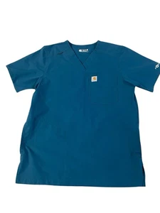 Carhartt Womens Force Multi Pocket V-Neck Scrub Modern Fit Shirt Turquoise Sz SM - Picture 1 of 14