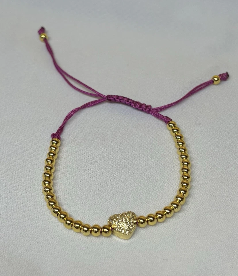 Pulsera oro laminado 18k con dije corazón brillante romántico Foto 1 de 3
