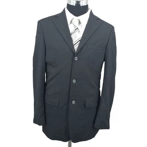Versini Blazer Mens 38 Long Black 100% Wool Sports Coat Jacket 3 Button - Picture 1 of 14