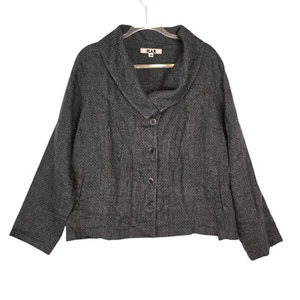 Flax Light Linen Jacket Blazer Gray Textured Shawl Collar Button Size 1G 18-20 - Picture 1 of 9