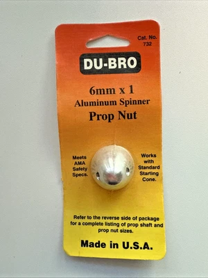 DU-BRO CAT. NO. 732 SPINNER PROP NUT 6mm x 1 NEW IN PACKAGE - Image 1 of 2