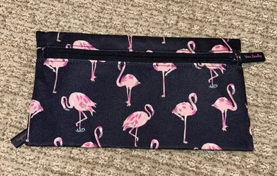 Estuche para lápices doble aligerado Vera Bradley azul marino con flamencos rosas nuevo sin etiquetas Foto 1 de 4
