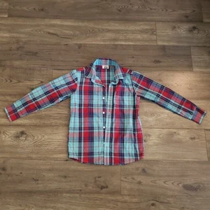 Boys Button Down Shirt Red Blue Plaid Youth 10-12 Old Navy Large Long Sleeve - Picture 1 of 8
