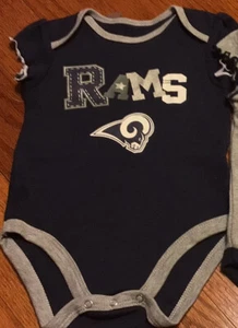 New! Los Angeles Rams 2-pack Creeper Set One Piece Baby Girls Outfit 3/6 Months - Picture 1 of 2