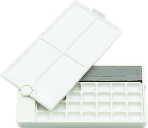Portable 28-Well Watercolor Paint Palette, Small Plastic Paint Tray for Artists, - Picture 1 of 12