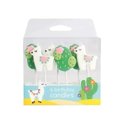 Velas para Pastel de Cumpleaños Llama Cactus Juego de 6 Piezas Fiesta Cupcake Toppers Decoraciones Foto 1 de 4