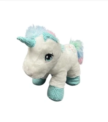 Dan Dee Unicorn Plush 17” White Colorful Stuffed Animal Toy Embroidered Eyes - Image 1 of 4