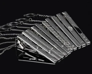 42+ Styles Men’s Silver Tie Clip Stainless Steel Tone Clamp Bar Holder Pins NEW - Picture 1 of 8