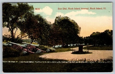 Sun Dial, Rock Island Arsenal , IL Vintage Postcard - Image 1 of 2