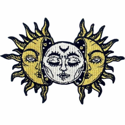 Sun Moon patch Embroidered Patches Iron Sew On transfers Badges appliques 723R - Image 1 of 4