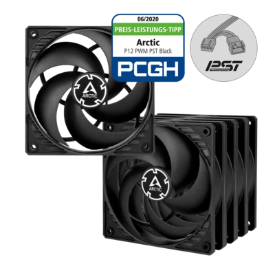 Arctic P12 PWM PST Fan 120 mm Black/white/White-Transparent - Image 1 of 4