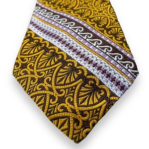 De colección años 70 Montgomery Cuello Barrio Corbata a Cuadros Tejido Naranja Amarillo Marrón Ancho - Imagen 1 de 4