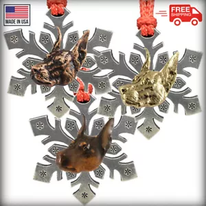 Adornos de árbol de Navidad copo de nieve para perro peltre Doberman, hechos en EE. UU. - Imagen 1 de 5
