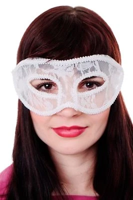 Maschera Veneziana Uomoa Mezza Bianco Pizzo Ballo IN Gotico LS-002 - Immagine 1 di 4