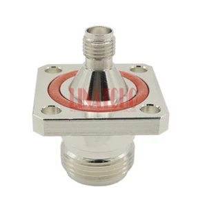 RF 50 ohmios N hembra a SMA hembra 4 orificios panel brida impermeable latón - Imagen 1 de 10