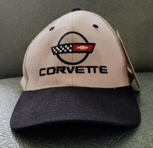 HOT RODS PLUS CHEVROLET CORVETTE BEIGE BLACK ADULT HAT CAP STRAPBACK ADJUSTABLE - Picture 1 of 10