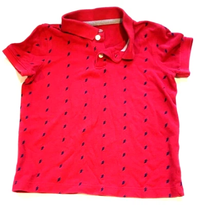 Red Polo Shirt Blue Lightning Bolts Boys 5 XS Short Sleeves Old Navy - Image 1 of 4