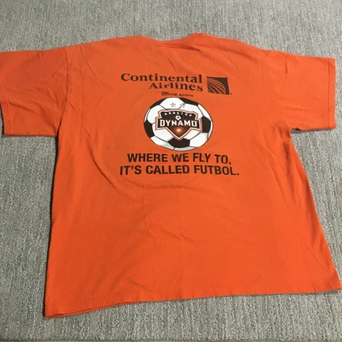 Houston Dynamo T Shirt Women's Large Continental Airlines Double Sided Soccer Cover