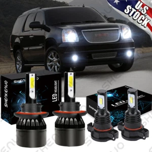 For 2007-2014 GMC Yukon - 4x 6000K Front LED Headlight & Fog Light Bulbs Combo - Picture 1 of 12