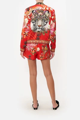 Camilla *Legend of Ziba* 100% Silk Red Bomber Jacket Tiger Bird Print Size XL - Image 1 of 4