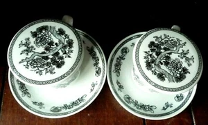 2 vtg 3-Pc Sets Bauscher Germany Floral Peonies ? Coffee Tea Cups w lid Saucer - Picture 1 of 12