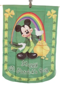 Saint Patrick's Day Mickey Mouse Banner 28" Wide x 36"Long Pot of Gold Rainbow - Picture 1 of 3