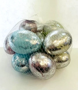 12 Pastel Silver Marbleized Plastic Easter Egg Vase Filler Spring Home Decor - Picture 1 of 2