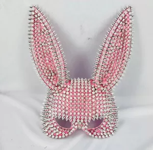 Pink Studded Sexy Bunny Eye Mask Halloween Masquerade Ball Fancy Dress BDSM - Picture 1 of 1